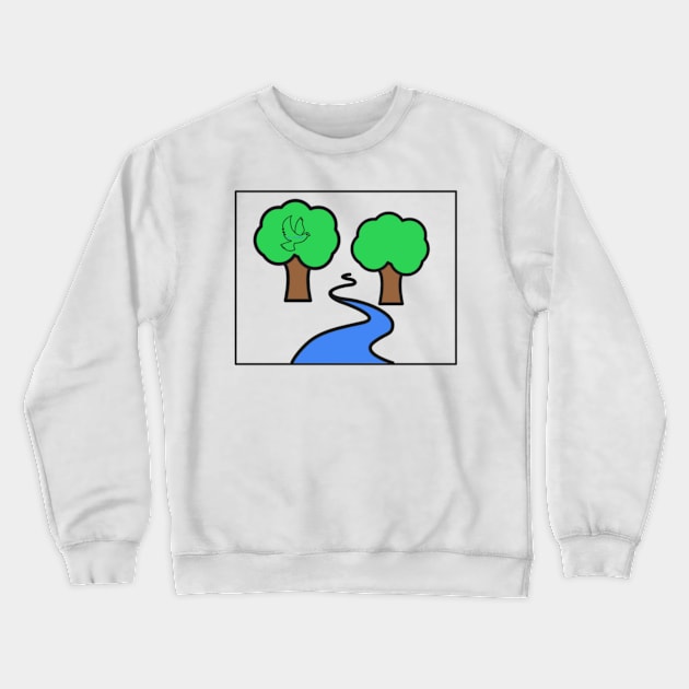 Forest and Lake Crewneck Sweatshirt by Alemway